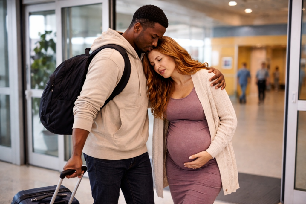 couple going into hospital with bags