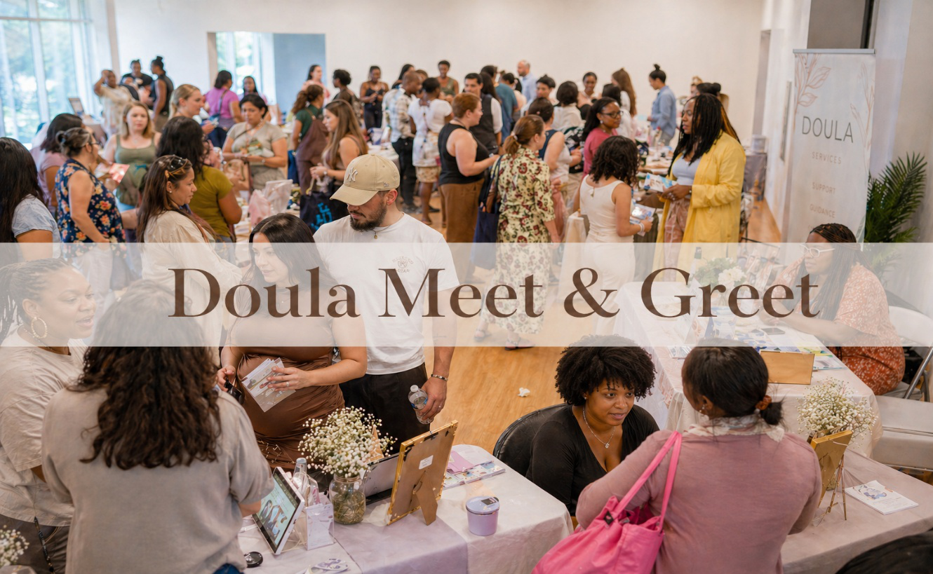 Expecting families meet and speak with local doulas during a Doula Meet & Greet event at The Birth Center
